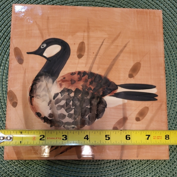 Marco e Cristina Tile Trivet Handpainted Canada Goose 8x8" Square Waterfowl - Picture 5 of 6